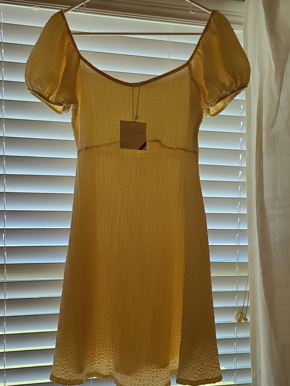 See You Monday Yellow Puff-Sleeve Mini Dress